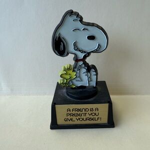Rare 1970 Hand Painted AVIVA Peanuts Snoopy and Woodstock Trophy Figurine